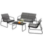 Gardeon 4pcs Outdoor Sofa Set Table and Chairs Cushion Textilene Patio Furniture
