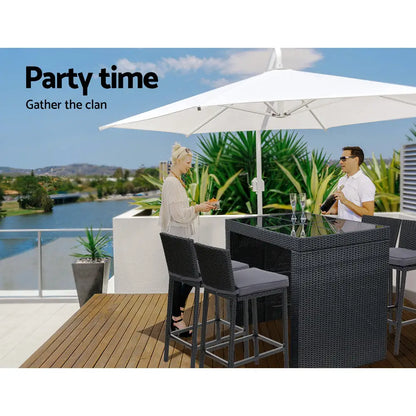 Gardeon 5-piece Outdoor Bar Set Dining Table Stools Wicker Patio Setting