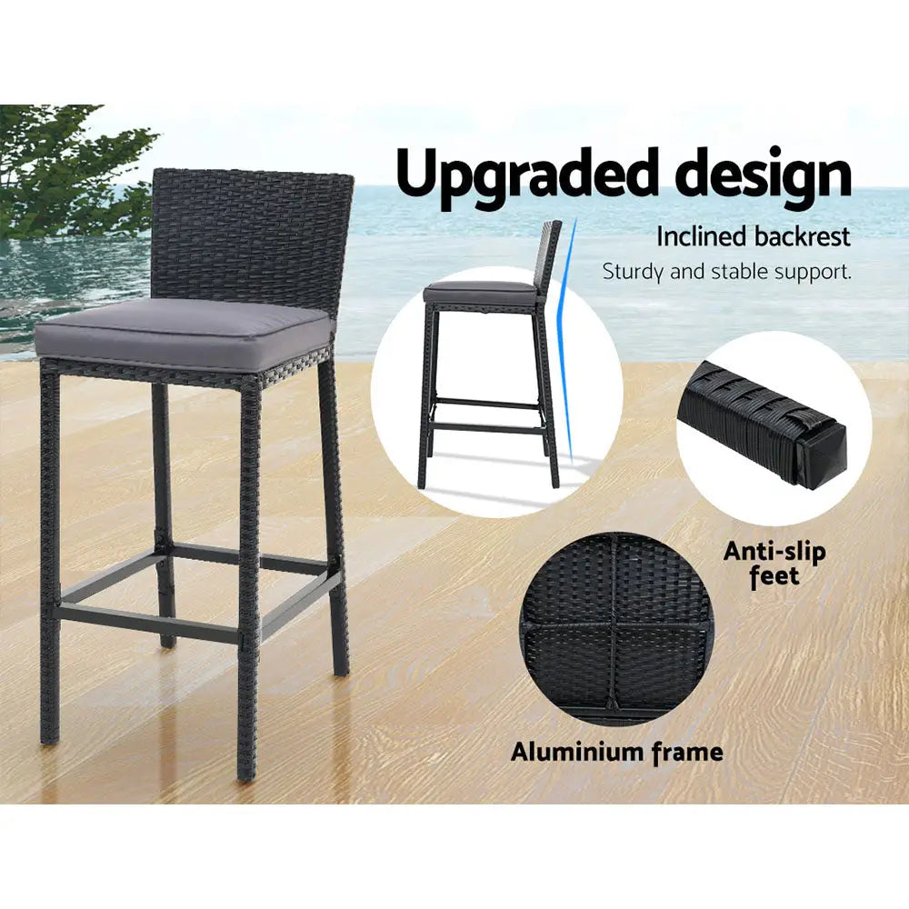 Gardeon 5-piece Outdoor Bar Set Dining Table Stools Wicker Patio Setting