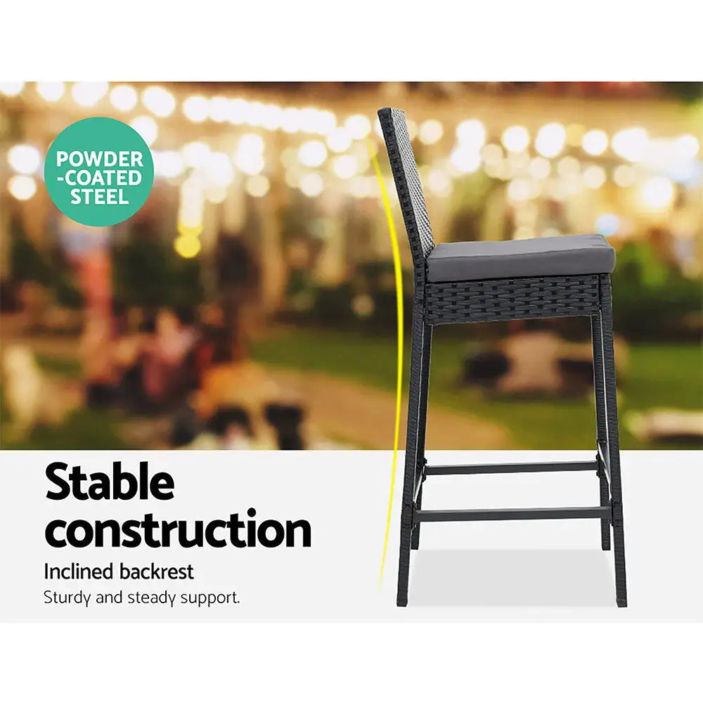 Gardeon 5-piece Outdoor Bar Set Patio Dining Chairs Wicker Table Stools