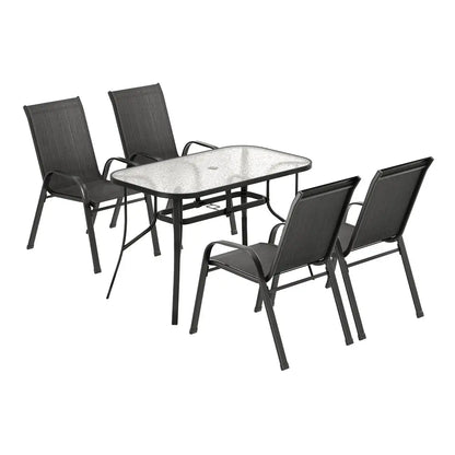 Gardeon 5pc Outdoor Dining Set Table and Chairs Patio Furniture Bistro Garden Black