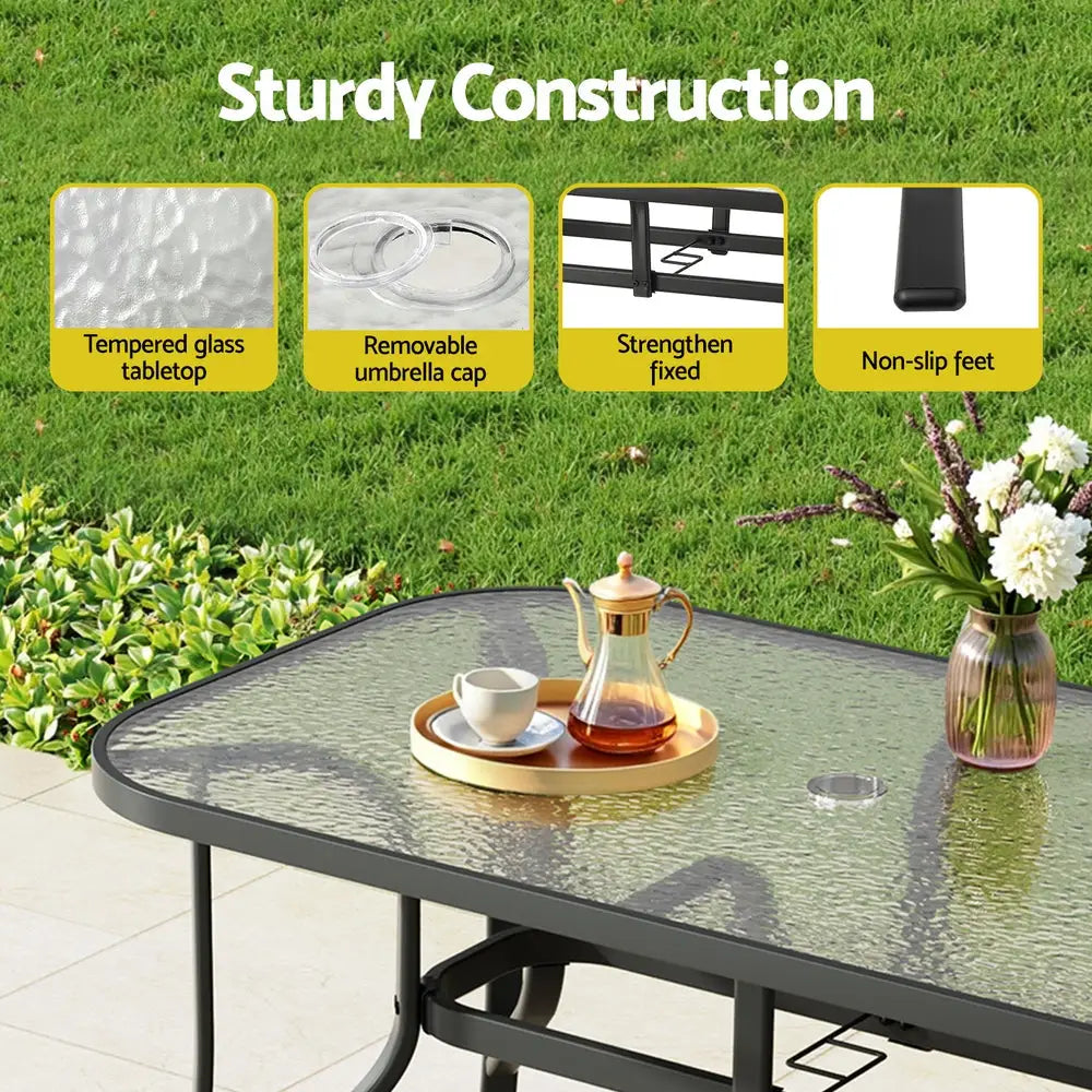 Gardeon 5pc Outdoor Dining Set Table and Chairs Patio Furniture Bistro Garden Grey