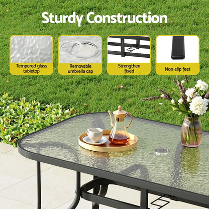 Gardeon 5pc Outdoor Dining Set Table and Chairs Patio Furniture Bistro Garden Grey
