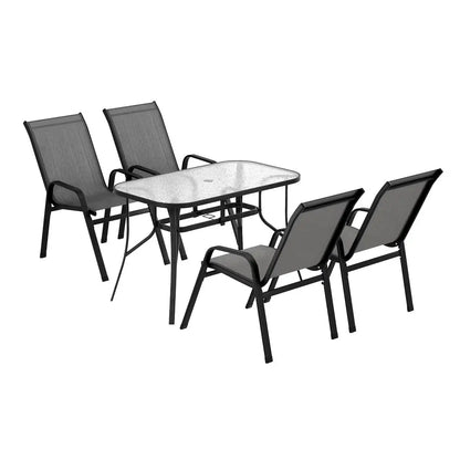 Gardeon 5pc Outdoor Dining Set Table and Chairs Patio Furniture Bistro Garden Grey