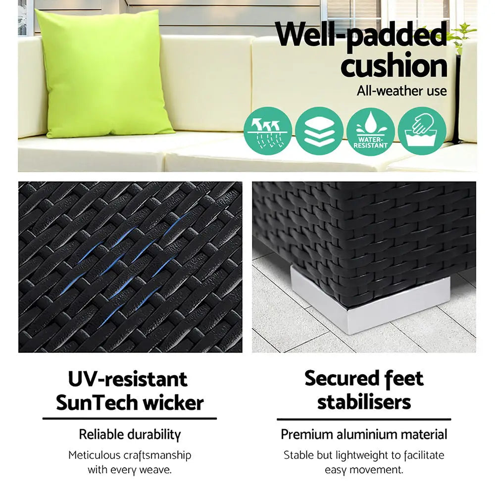 Gardeon 8-piece Outdoor Sofa Set Wicker Couch Lounge Setting Cover