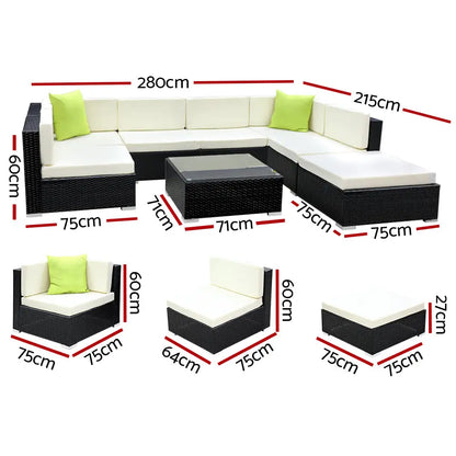 Gardeon 8-piece Outdoor Sofa Set Wicker Couch Lounge Setting Cover
