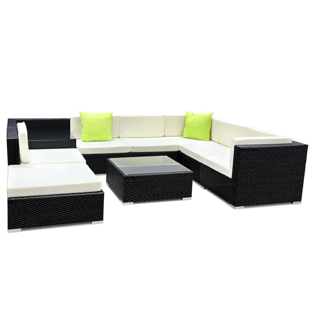 Gardeon 9-piece Outdoor Sofa Set Wicker Couch Lounge Setting 7 Seater