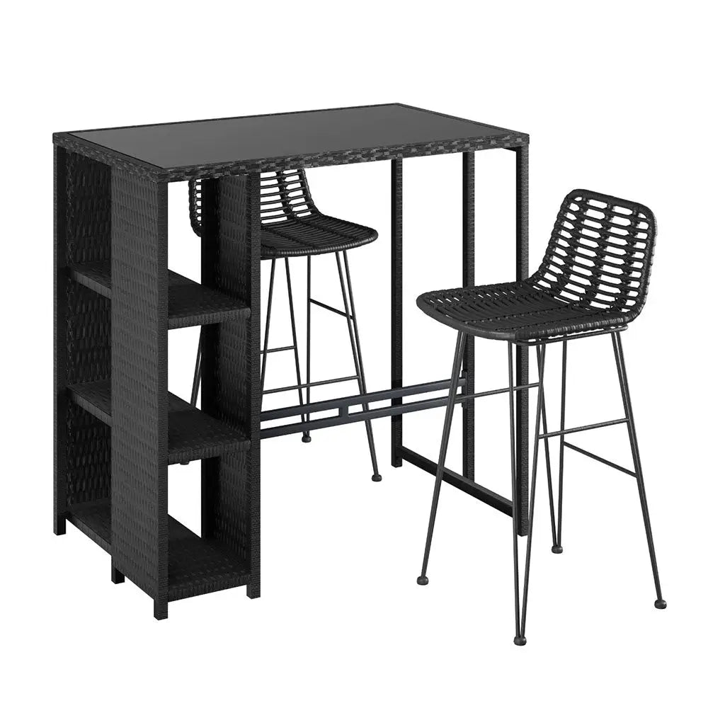 Gardeon Outdoor Bar Set Patio Furniture Dining Chairs Table and Wicker