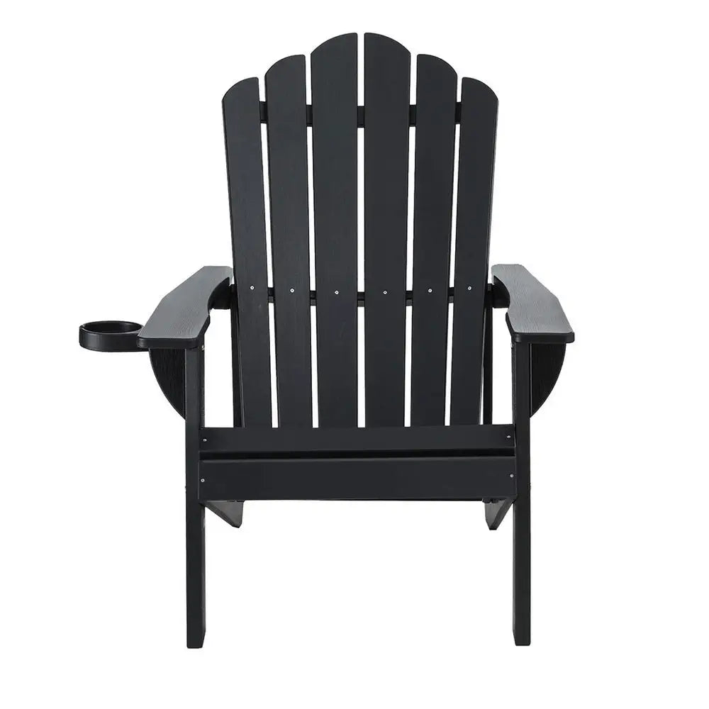 Gardeon Outdoor Chairs Hdpe Adirondack Beach Chair Sun Lounge Patio Furniture Garden Black
