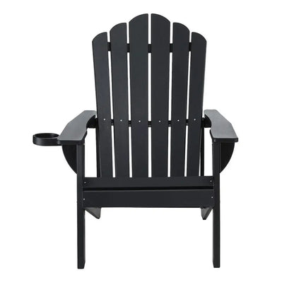 Gardeon Outdoor Chairs Hdpe Adirondack Beach Chair Sun Lounge Patio Furniture Garden Black