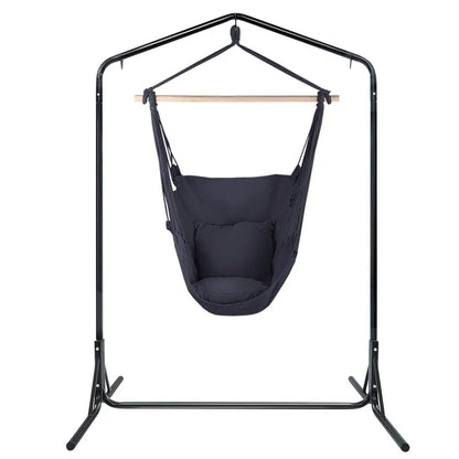 Gardeon Outdoor Hammock Chair with Stand Swing Hanging Pillow Grey