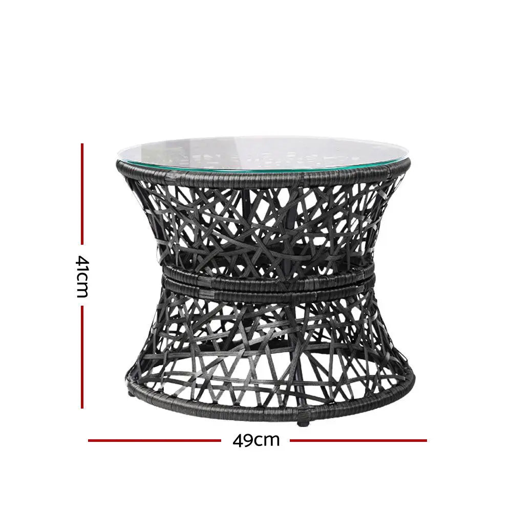 Gardeon Outdoor Lounge Setting Furniture Wicker Papasan Chairs Table Patio Black
