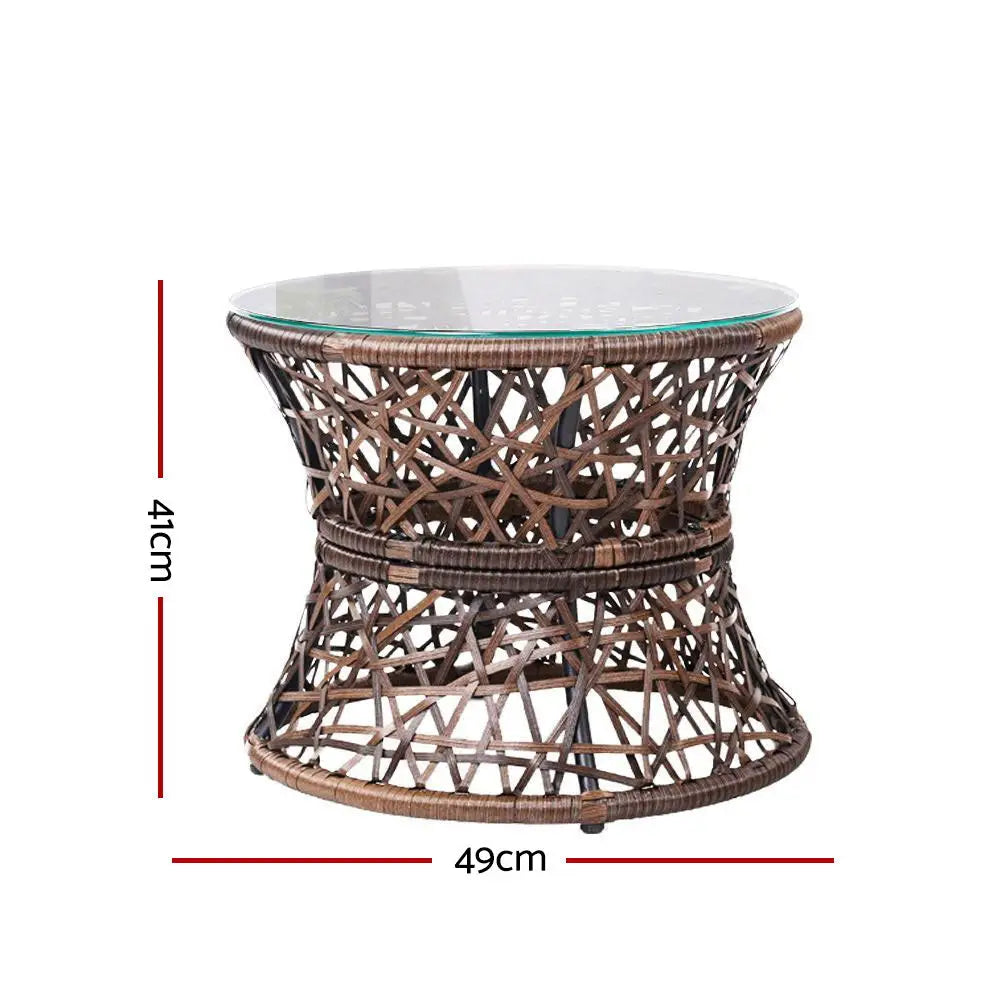 Gardeon Outdoor Lounge Setting Furniture Wicker Papasan Chairs Table Patio Brown