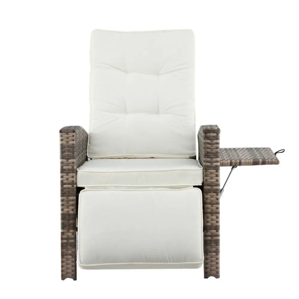 Gardeon Outdoor Recliner Chairs Sun Lounge Wicker Lounger Patio Furniture Adjustable Brown