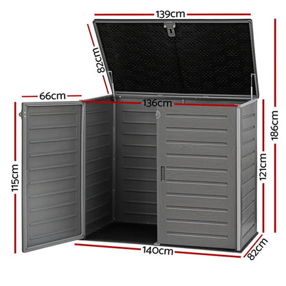 Gardeon Outdoor Storage Box 1170l Container Lockable Cabinet Tool Organizer Shed Grey