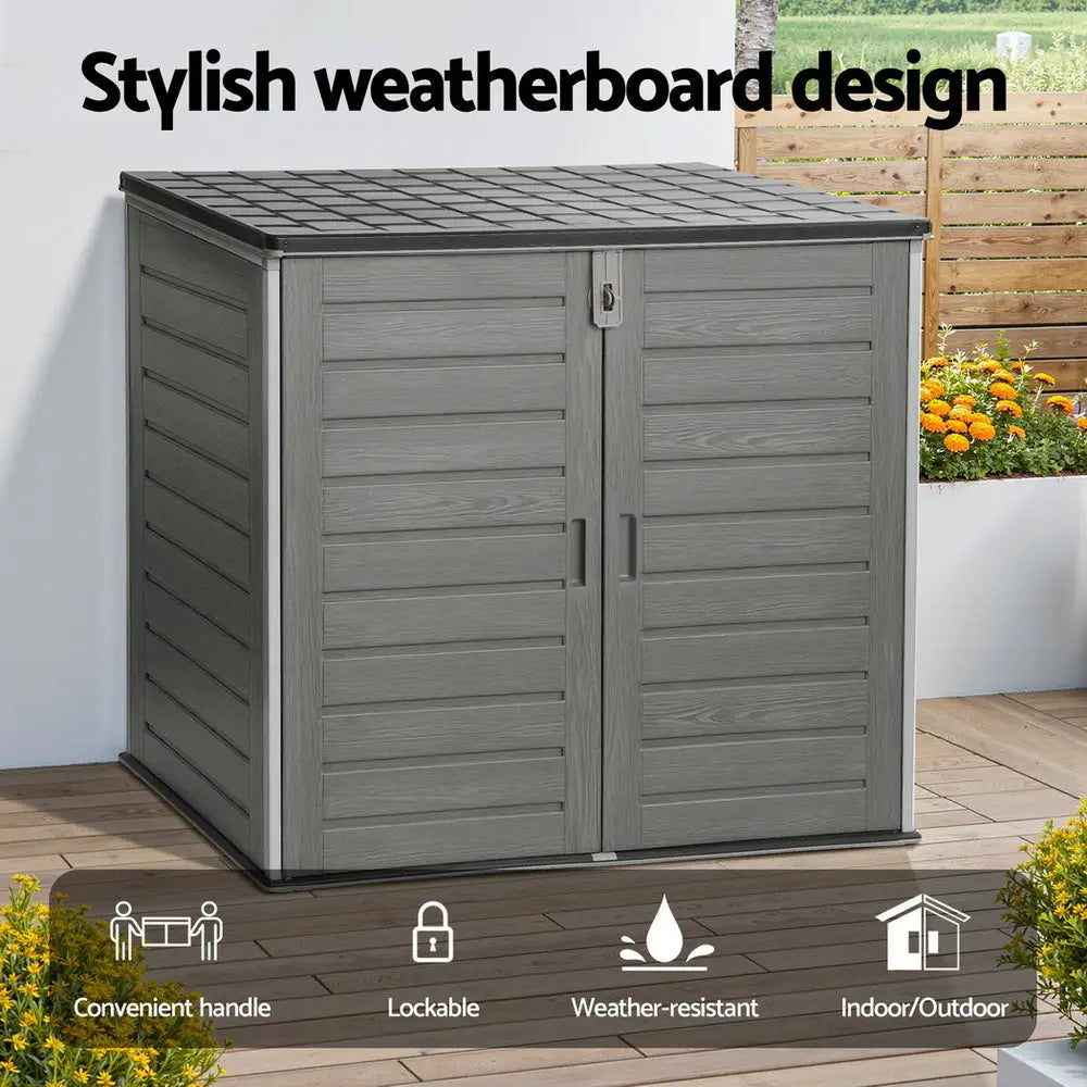 Gardeon Outdoor Storage Box 1170l Container Lockable Cabinet Tool Organizer Shed Grey