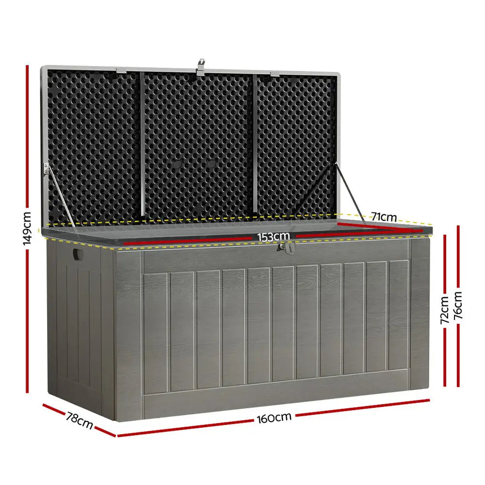Gardeon Outdoor Storage Box 830l Container Lockable Garden Bench Tool Shed Black
