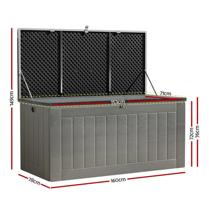 Gardeon Outdoor Storage Box 830l Container Lockable Garden Bench Tool Shed Black