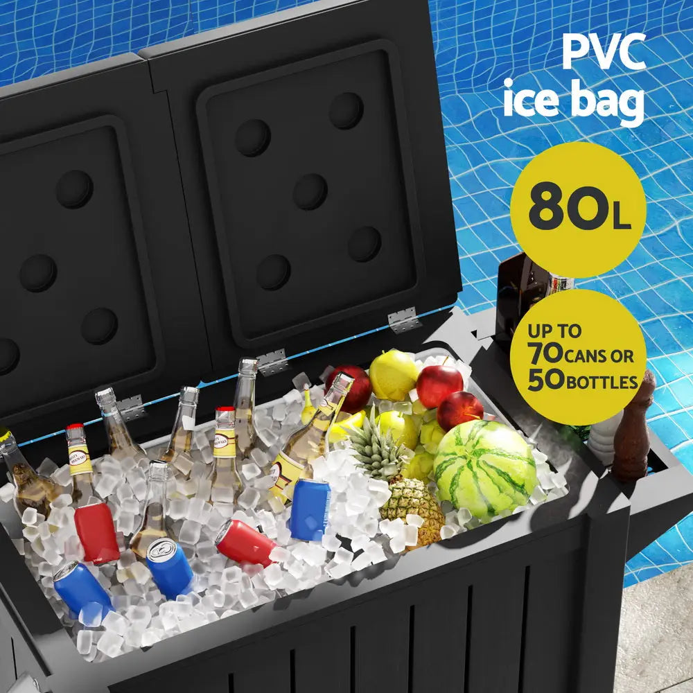 Gardeon Outdoor Storage Cabinet Box 80l Ice Bucket Cooler Rolling Serving Cart Kitchen Trolley