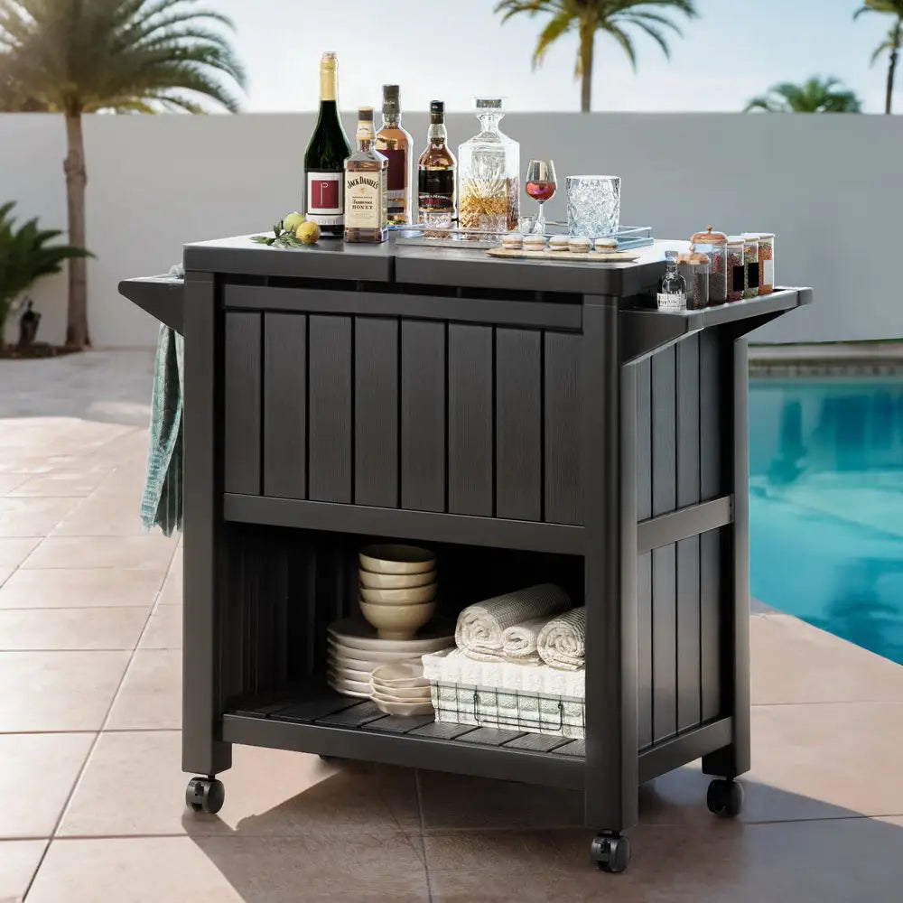 Gardeon Outdoor Storage Cabinet Box 80l Ice Bucket Cooler Rolling Serving Cart Kitchen Trolley
