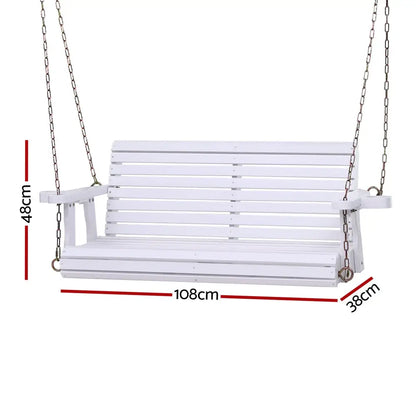 Gardeon Porch Outdoor Swing Chair with Cup Holder Wooden Furniture 2 Seater