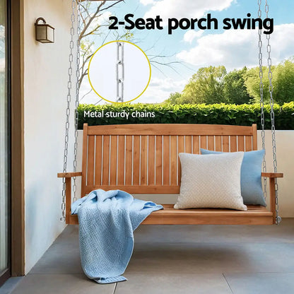 Gardeon Porch Swing Chair with Chain Outdoor Furniture Wooden Bench 2 Seater