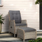 Gardeon Recliner Chair Sun Lounge Wicker Lounger Outdoor Furniture Patio Adjustable Grey