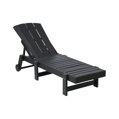 Gardeon Sun Lounge Beach Chair Hdpe Adirondack Lounger Patio Outdoor Furniture with Wheels Black