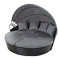 Gardeon Sun Lounge Setting Wicker Lounger Day Bed Patio Outdoor Furniture Black
