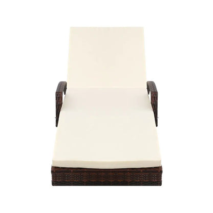 Gardeon Sun Lounge Wicker Lounger Outdoor Furniture Beach Chair Patio Adjustable Cushion Brown
