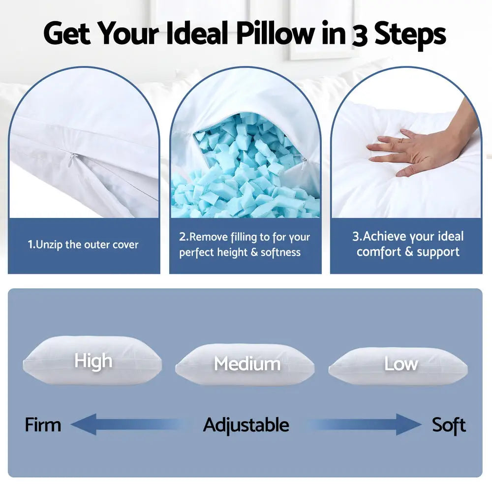 Giselle Bedding Shredded Memory Foam Pillow Adjustable Loft