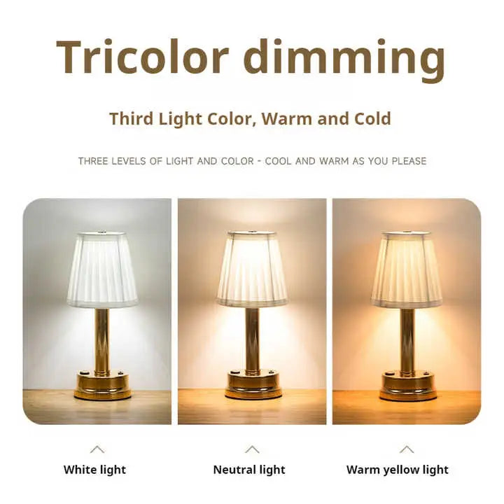 Gold Creative Led Rechargeable Table Lamp | 3 Adjustable Light Modes | Touch Control | Usb Charging | Modern Atmosphere