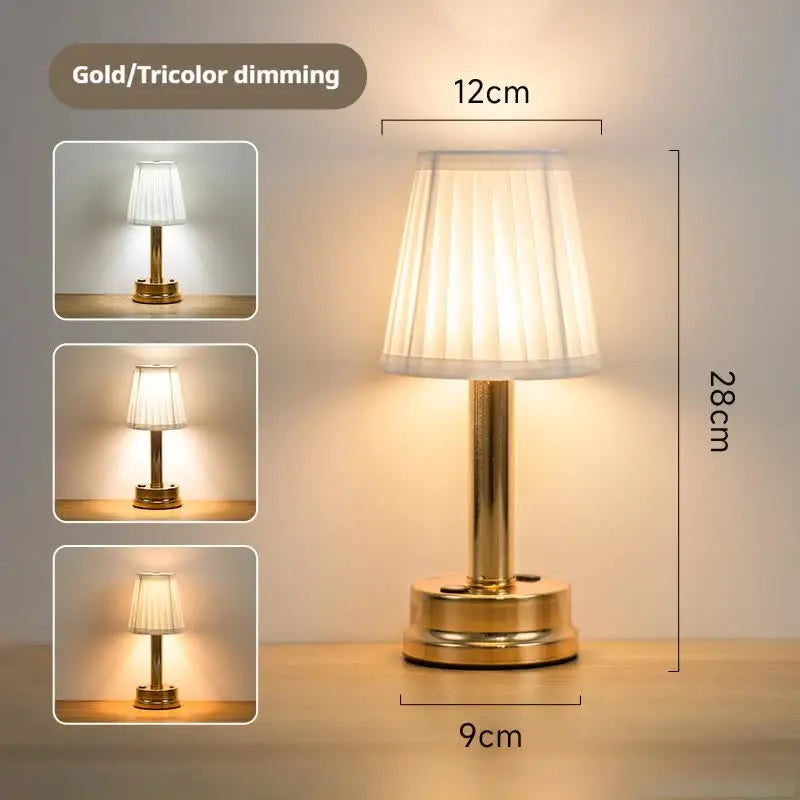 Gold Creative Led Rechargeable Table Lamp | 3 Adjustable Light Modes | Touch Control | Usb Charging | Modern Atmosphere