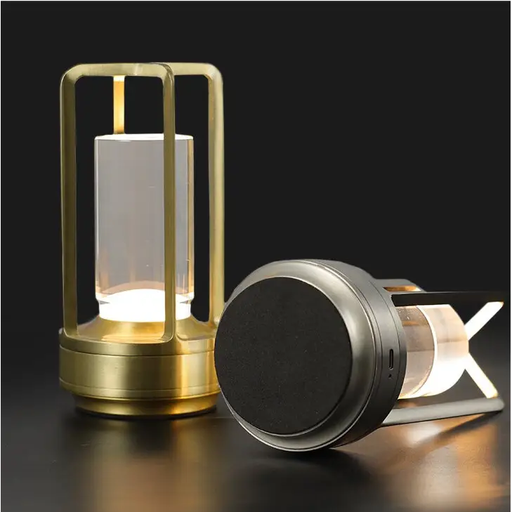 Gold Rechargeable Table Lamp - Touch Dimming 3-color Led Light for Bedroom and Office