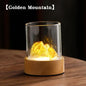 Golden Glass Mountain Ambient Night Light - Usb Rechargeable Touch Control Bedside Lamp - Adjustable 3-color