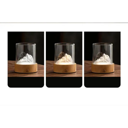 Golden Glass Mountain Ambient Night Light - Usb Rechargeable Touch Control Bedside Lamp - Adjustable 3-color