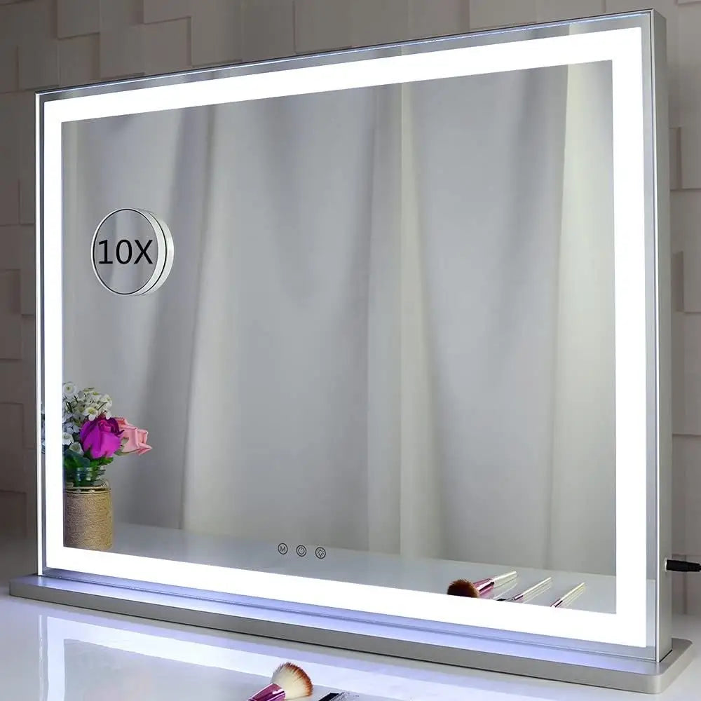 Hollywood Led Makeup Mirror with Smart Touch Control and 3 Colors Dimmable Light (72 x 56 Cm) | Sleek Rectangular