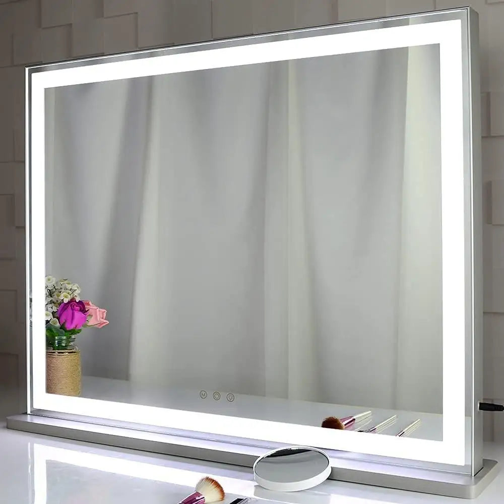 Hollywood Led Makeup Mirror with Smart Touch Control and 3 Colors Dimmable Light (72 x 56 Cm) | Sleek Rectangular Led