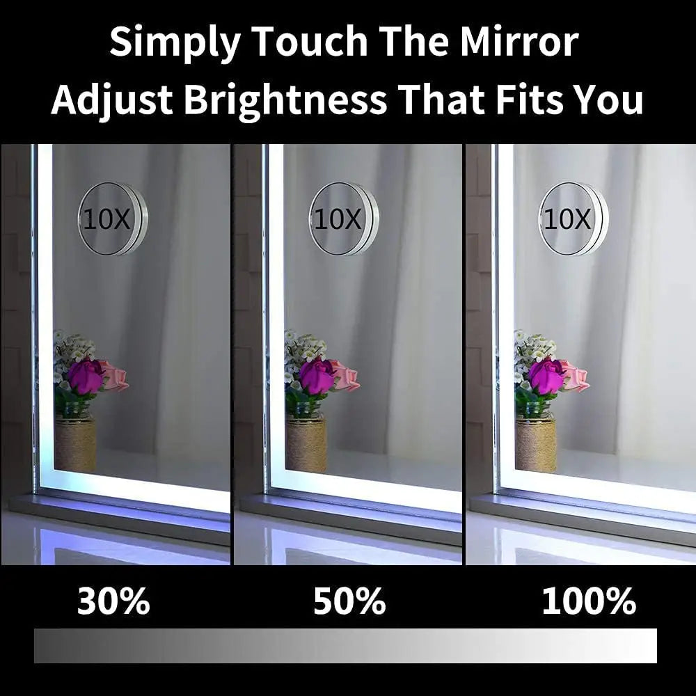 Hollywood Led Makeup Mirror with Smart Touch Control and 3 Colors Dimmable Light (72 x 56 Cm) | Modern Led Mirror Sleek