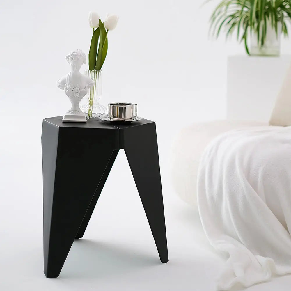 In 2x Bar Stools Puzzle Plastic Foot Stool Black