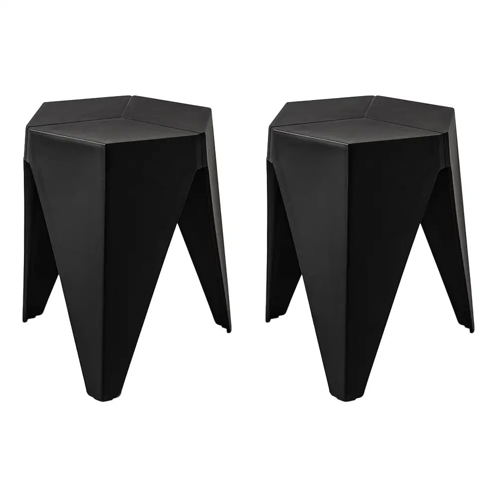 In 2x Bar Stools Puzzle Plastic Foot Stool Black