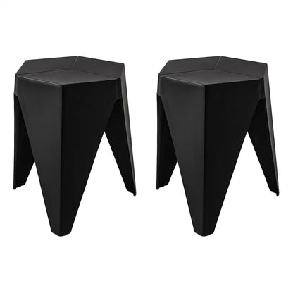 In 2x Bar Stools Puzzle Plastic Foot Stool Black