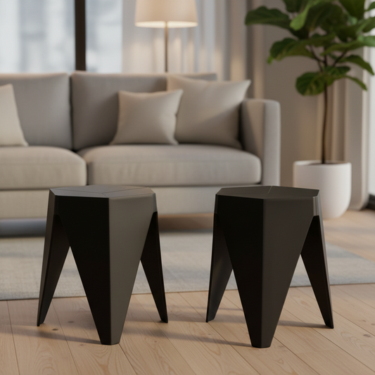 2x Stools Puzzle Plastic Foot Stool Black