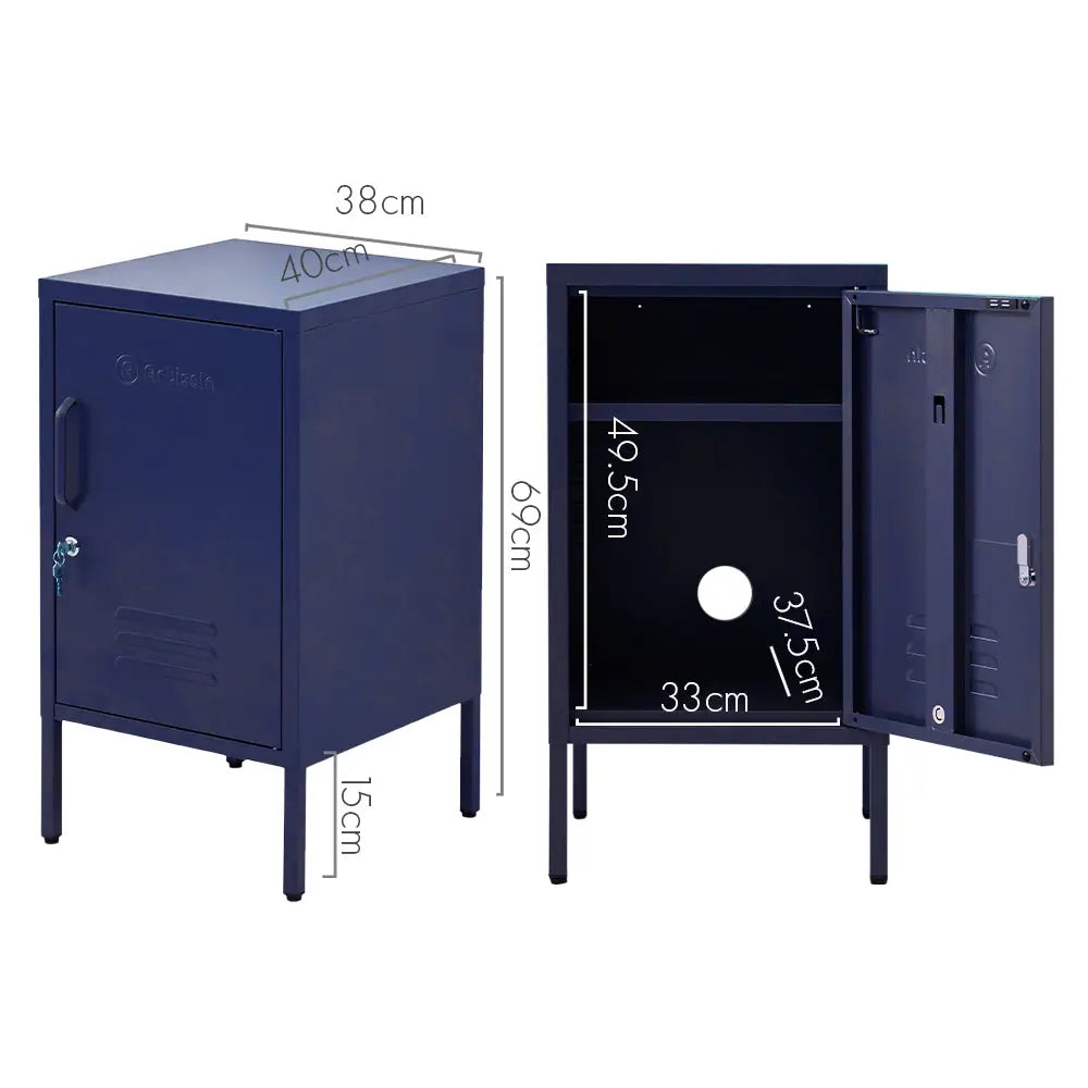 In Bedside Table Metal Cabinet - Mini Blue