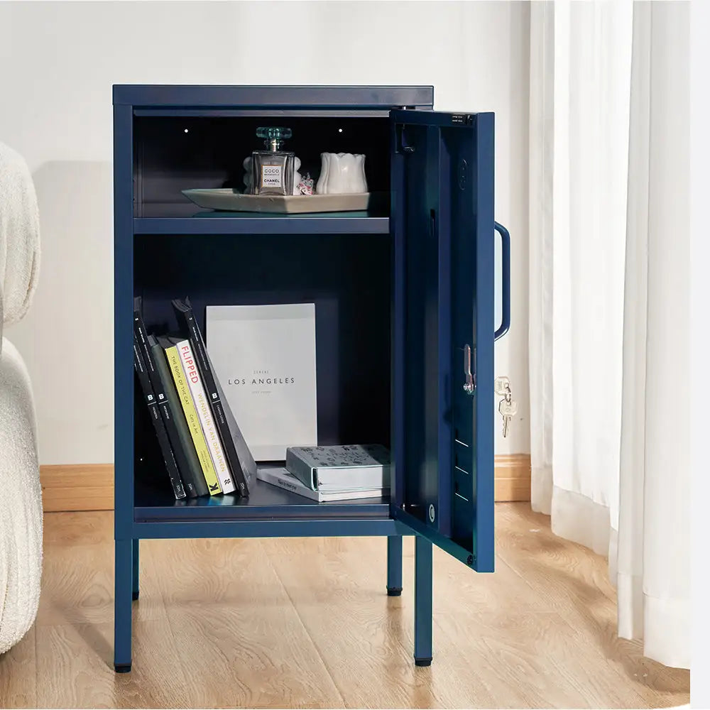 In Bedside Table Metal Cabinet - Mini Blue