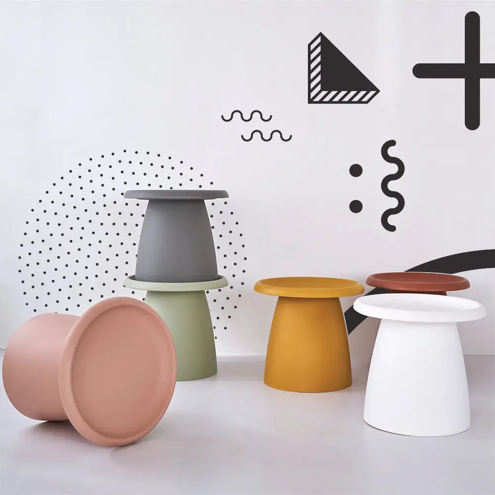 In Coffee Table Round 52cm Plastic Green | Sleek Minimalist Stool Matte Gray