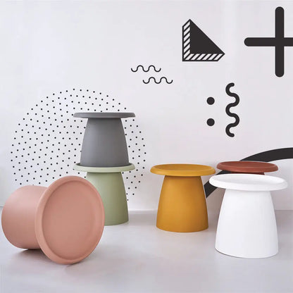 In Coffee Table Round 52cm Plastic Green | Sleek Minimalist Stool Matte Gray