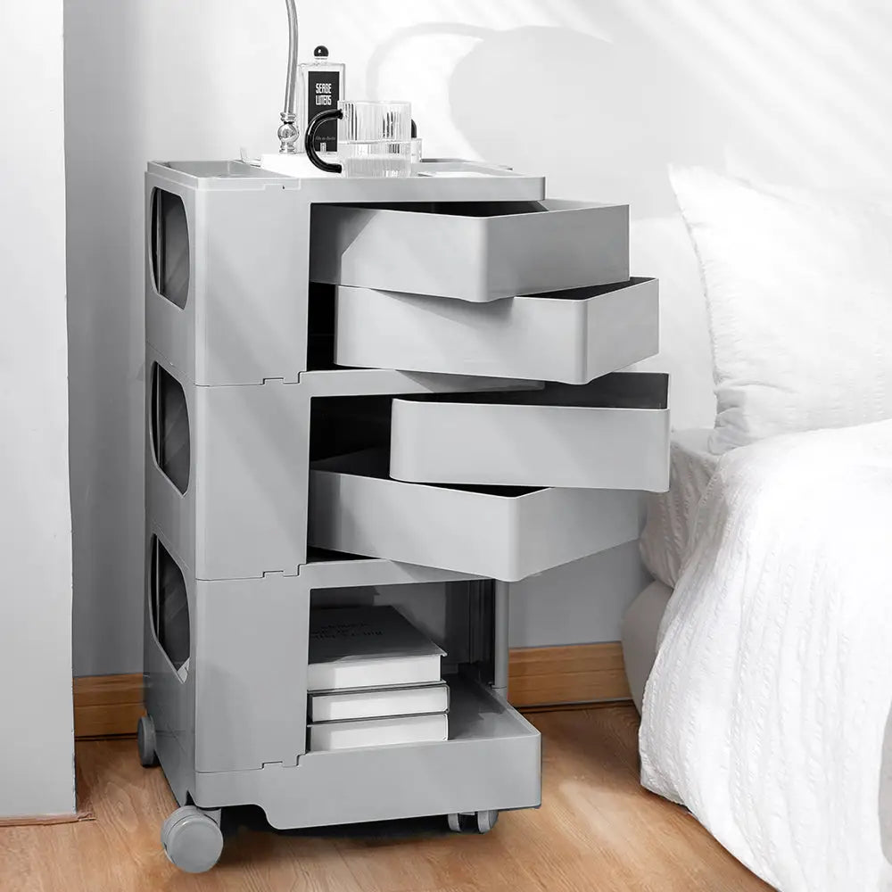 In Storage Trolley Bedide Table 5 Tier Cart Boby Replica Grey | Gray Plastic Cart Four Stackable