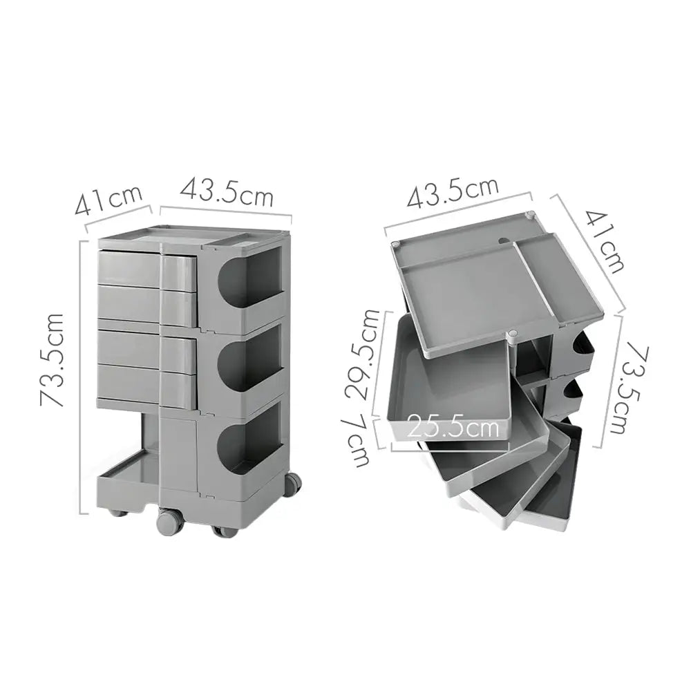 In Storage Trolley Bedide Table 5 Tier Cart Boby Replica Grey | Gray Plastic Multi-tiered Cart Drawers
