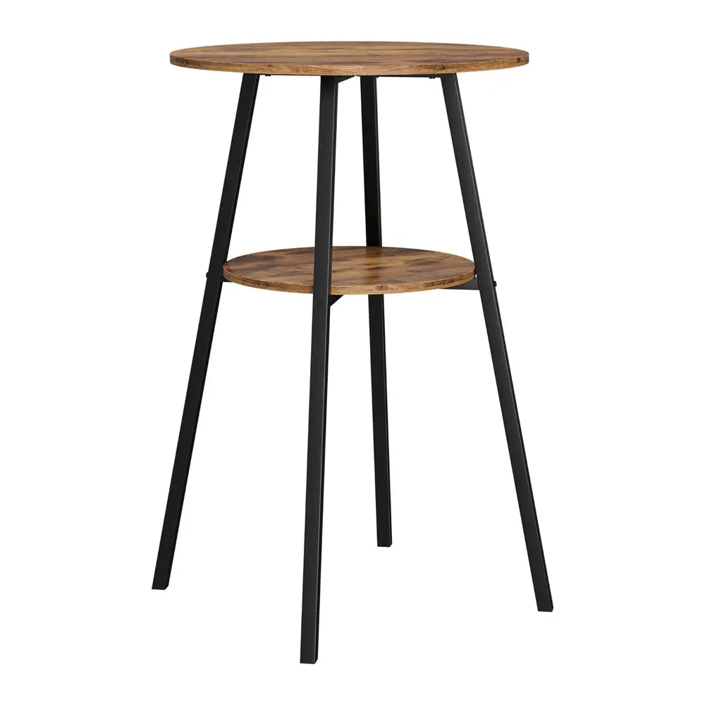 Industrial Bar Table with 2-tier Organizer Weather-resistant Mdf Top Steel Frame